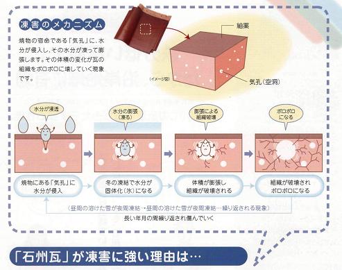 石州瓦凍害メカニズム